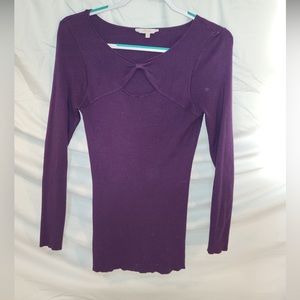 Long Sleeve Purple Blouse with Keyhole Top